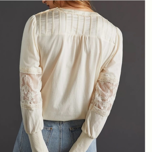Anthropologie Tiny Romantic Ivory Victorian Style Blouse - Picture 4 of 12